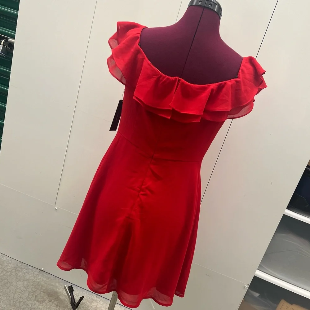 Red Ruffle Dress - Picture 3 of 10